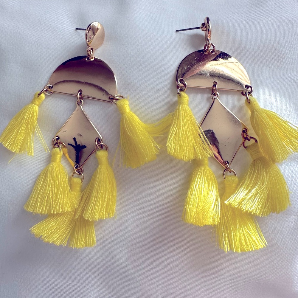Yellow Fringe Earrings